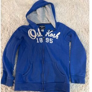 OshKosh B'gosh Blue Zip Up Hoodie Sweatshirt Kids‎ Size 14 Vintage
